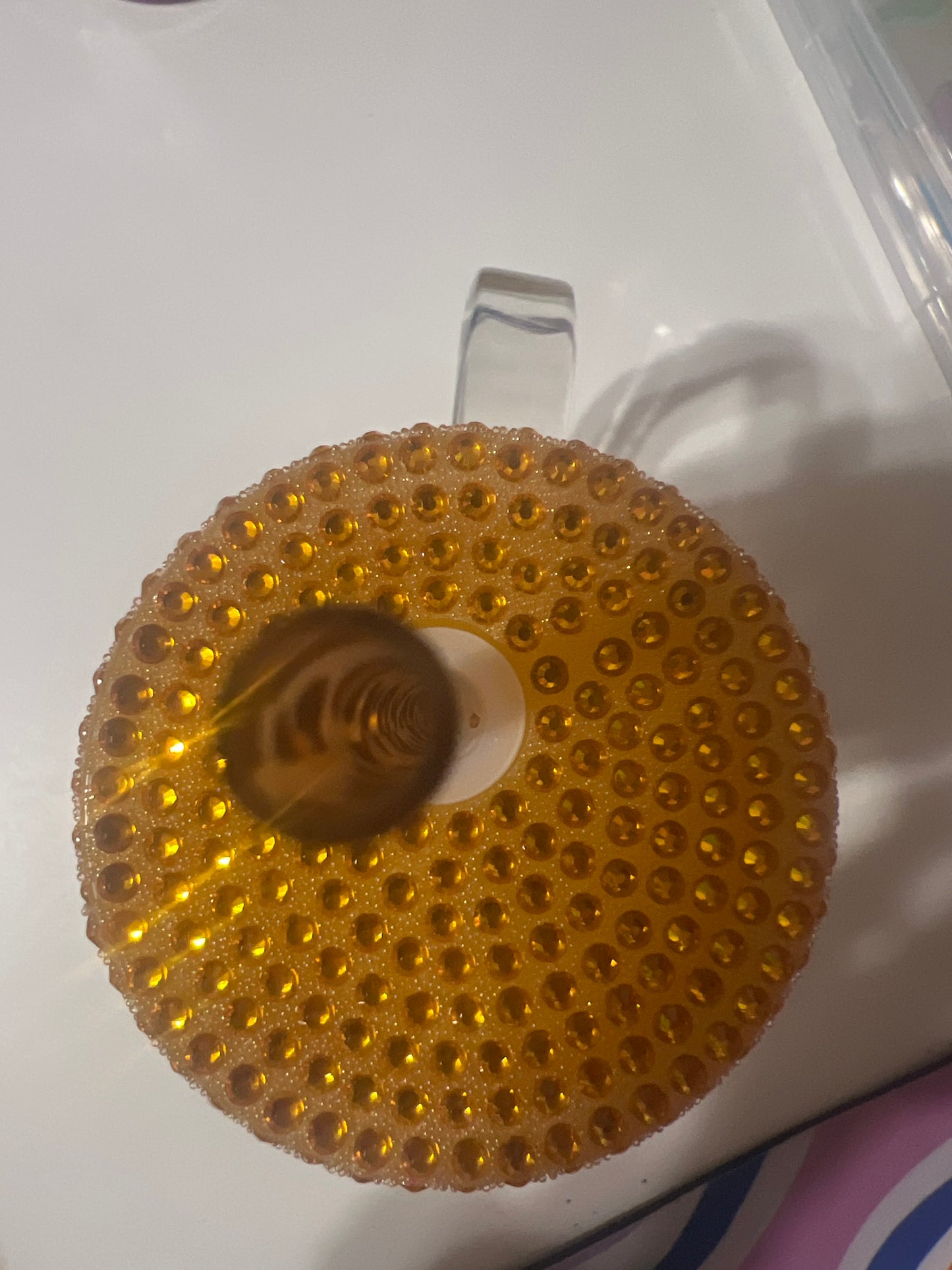 20oz Glass w Handle, Highland cow with ruffle dress, honey drip