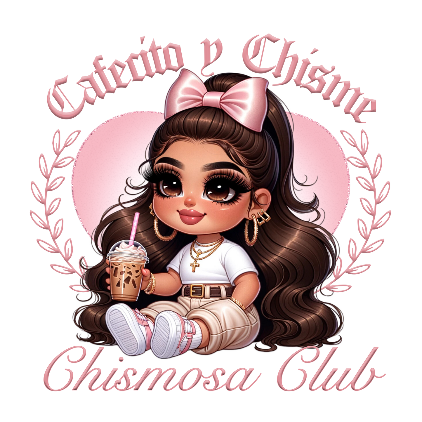 Cafecito y Chisme Chismosa Club - Pink T-shirt (Best Seller)