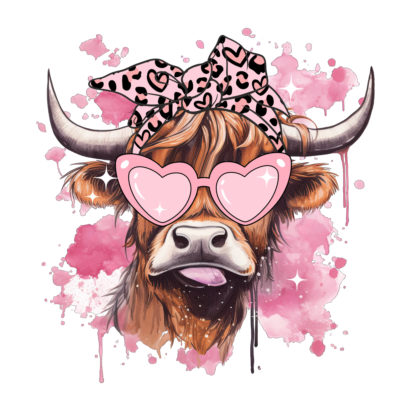 Sublimation Print - Pink Highland Cow 10in
