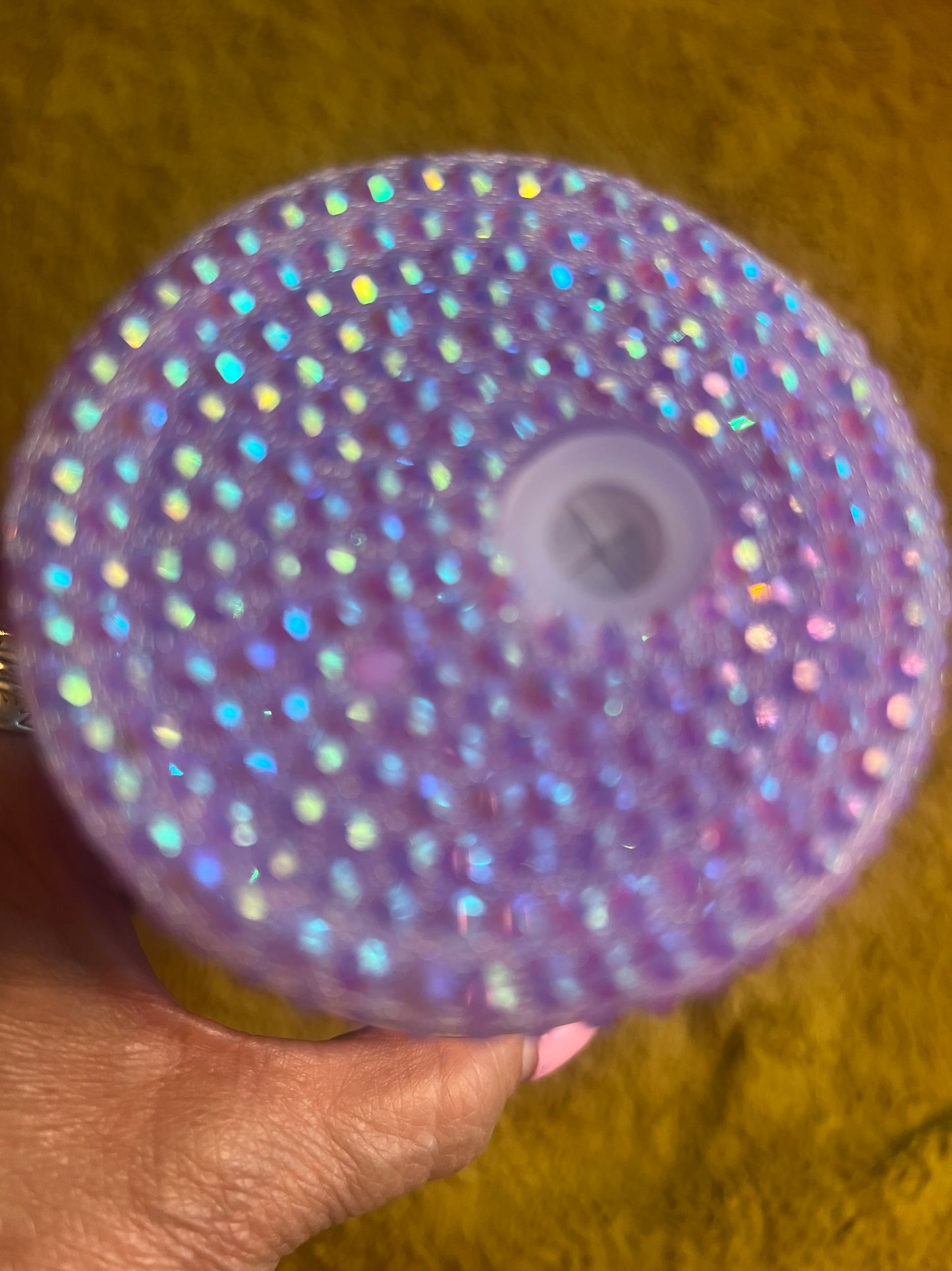16oz Purple Iced Dutch Lover w Rhinestone, Glitter Lid Snowglobe