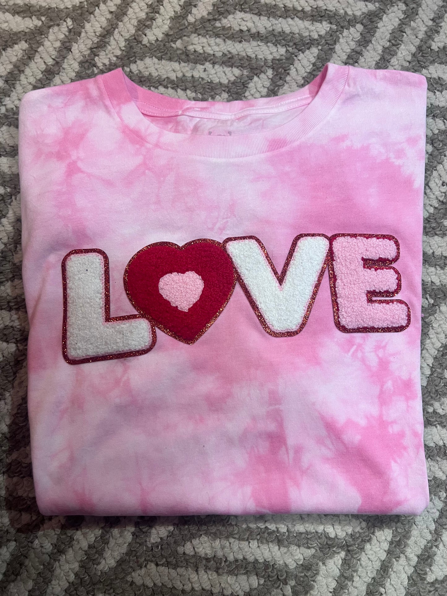 NEW LOVE patch- tie-dye Pink T-shirt (Best Seller)