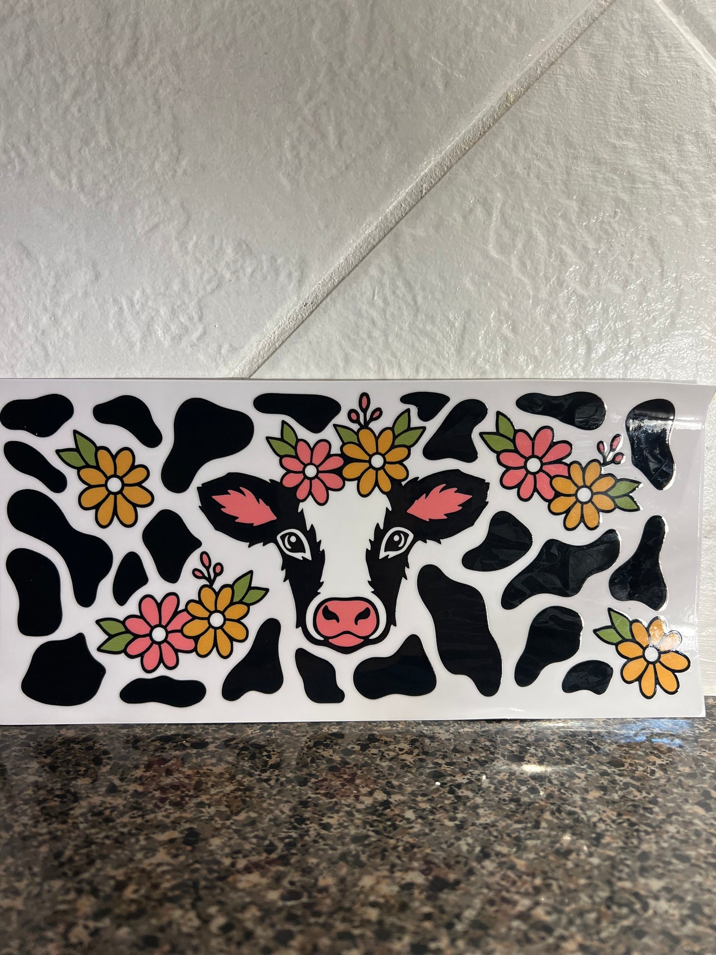 UVDTF 16oz Cup Wrap Floral Cow