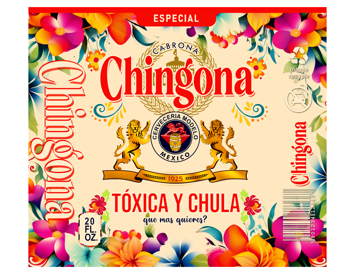 20 oz Tumbler Floral Chingonas Toxica Y Chula