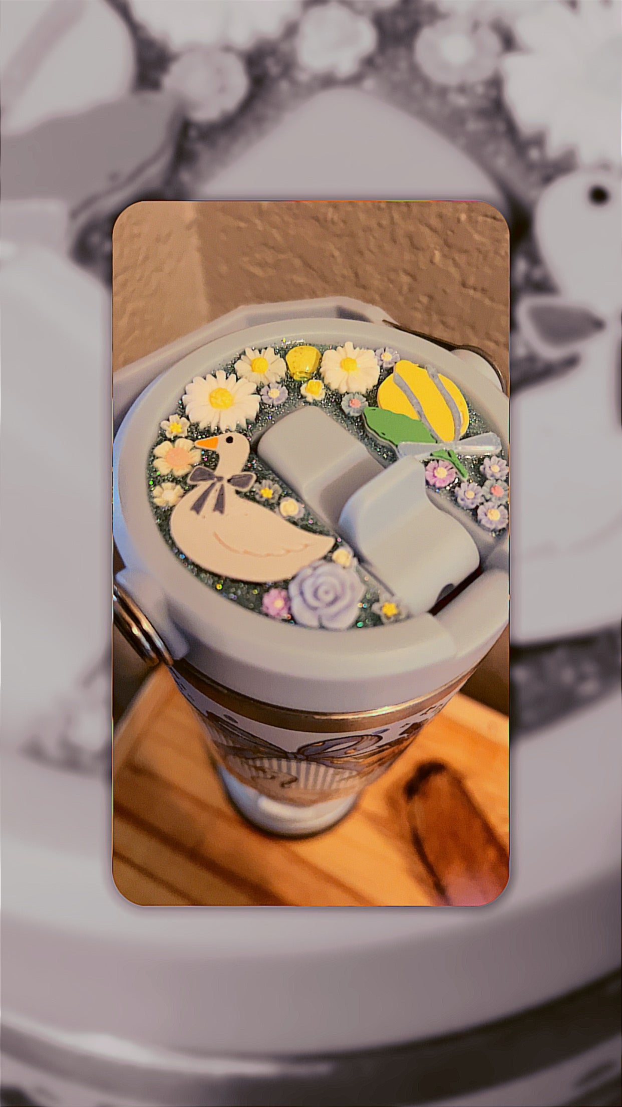 30oz Blue Water bottle, Duck and Lemons Drinks Coffee” Stainless Steel tumbler