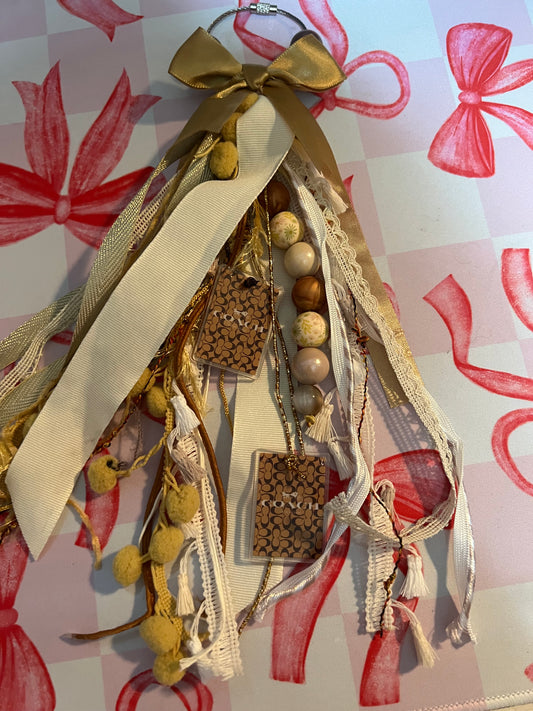 Ribbon Bag Charm w Brown Coach Acrylics