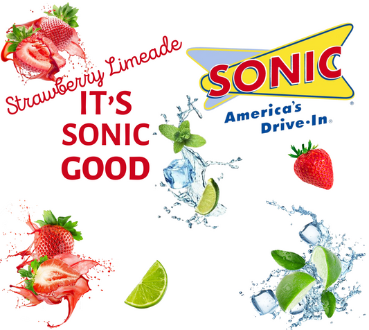 20 oz Tumbler "Sonic Strawberry Lime" with plastic lid and straw