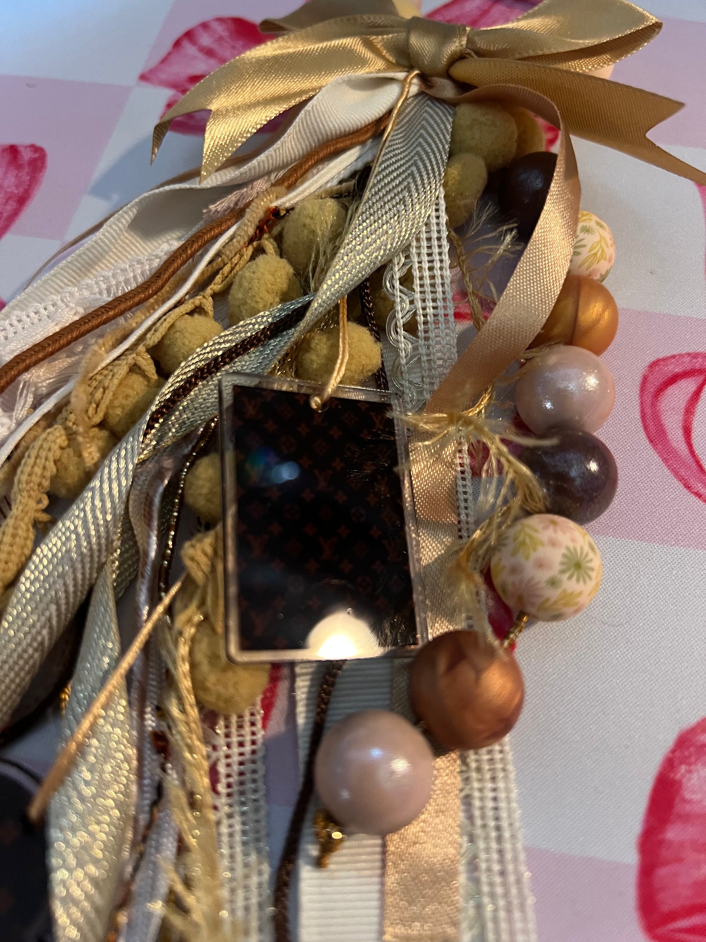 Ribbon Bag Charm w Louie Acrylics