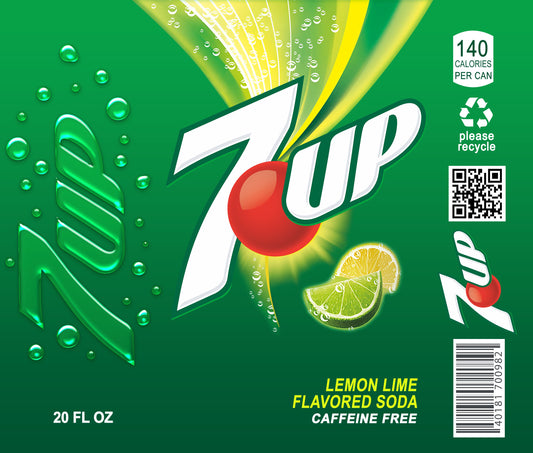 20 oz Tumbler "7 UP" with plastic lid and straw