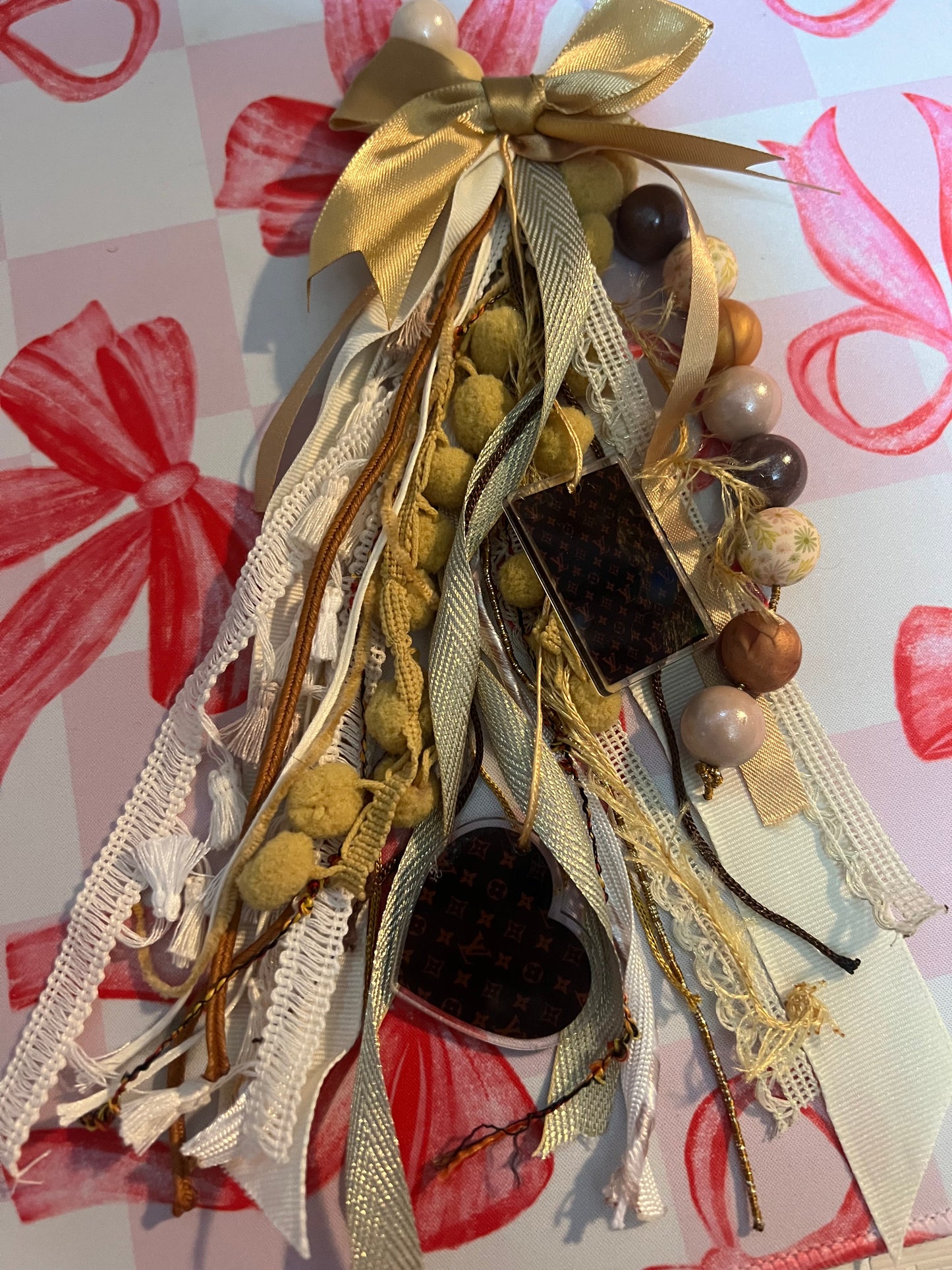 Ribbon Bag Charm w Louie Acrylics