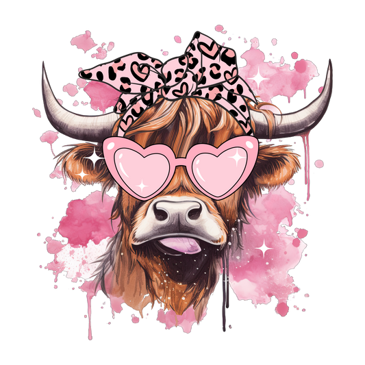 Sublimation Print - Pink Highland Cow 10in