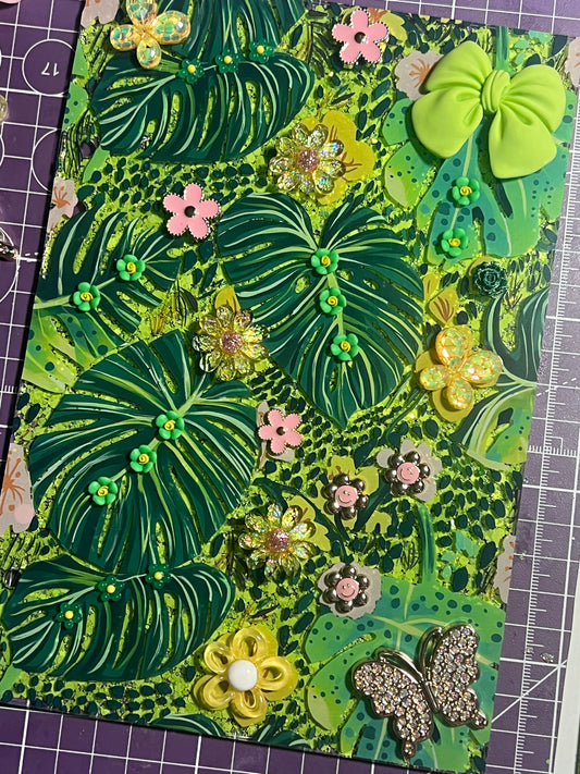 Planner A5 Tropical Greenery w embellishments.