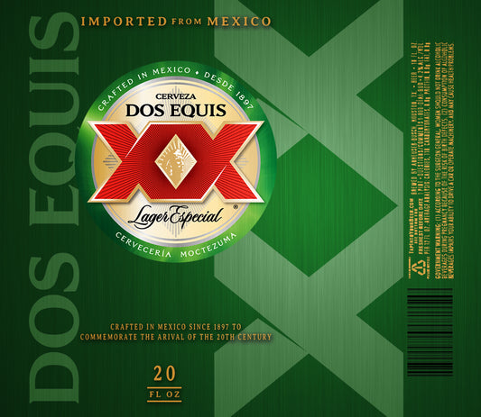 20 oz Tumbler "Dos Equis" with ice/lime plastic lid