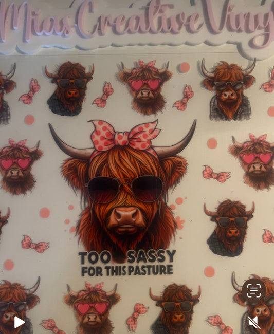 20 oz UVDTF Too Sassy Cow