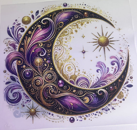 Purple galaxy moon DTF