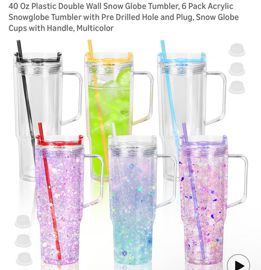 NEW 40oz Color Lids-Acrylic Double Wall Tumblers with handle