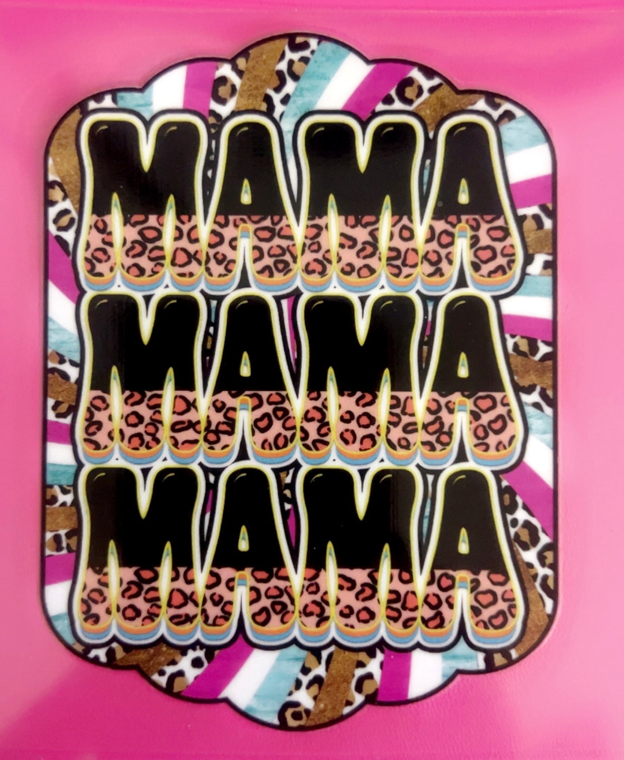 Decal UVDTF 4in MAMA Pink Leopard