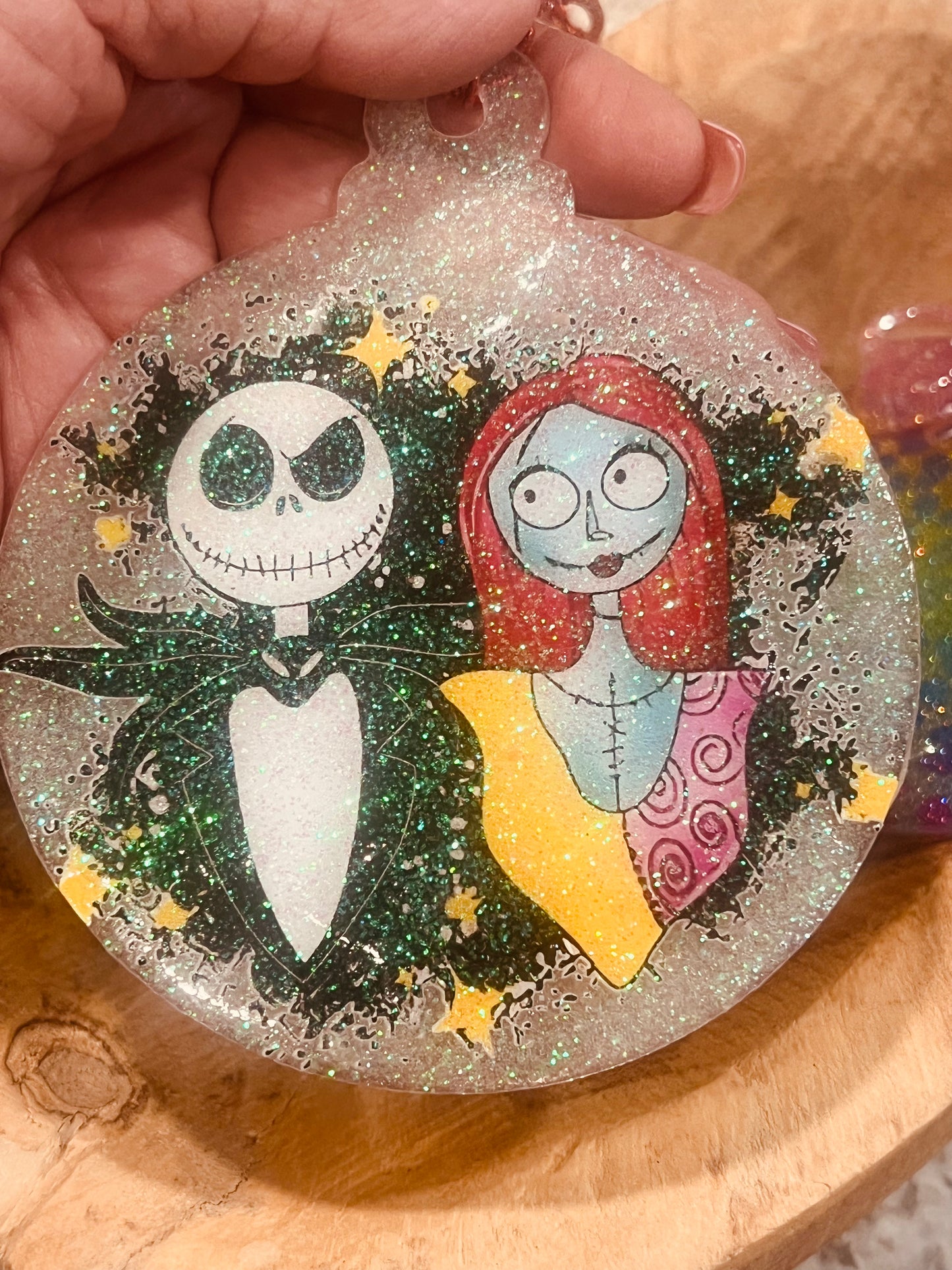 Jack and Sally Ornament 4 inch acrylic