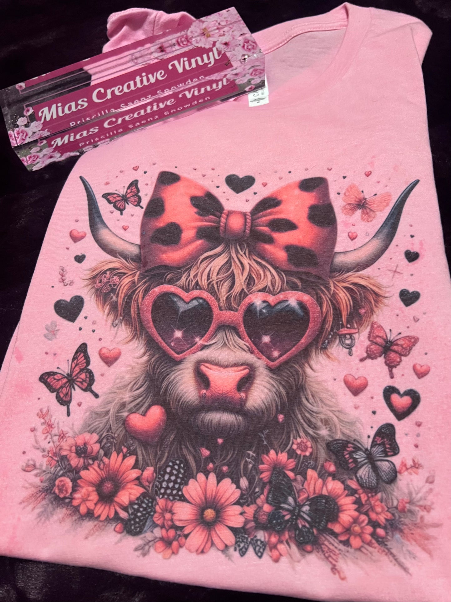 Highland Cow print on Pink T-shirt