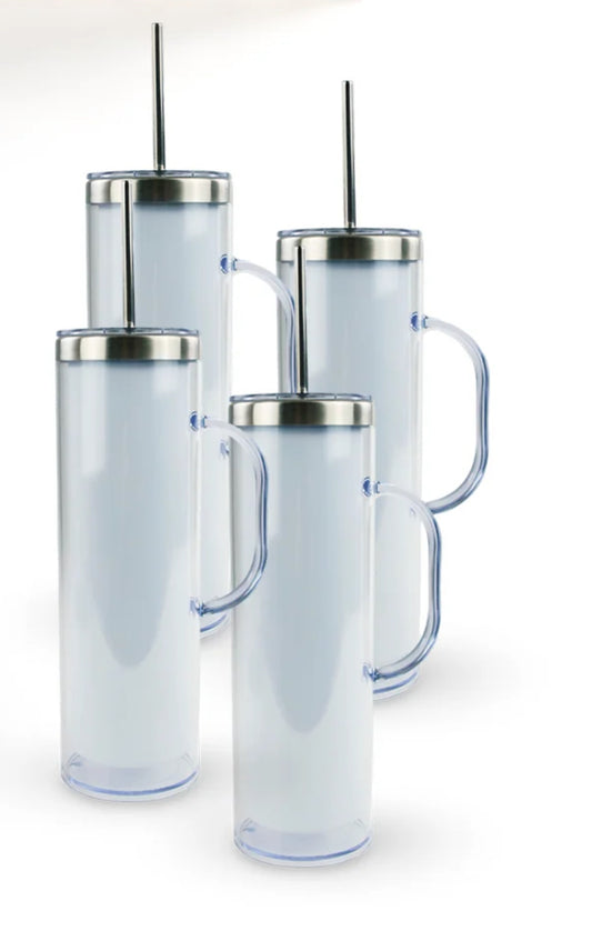 NEW 20oz Acrylic and Stainless-Steel Double Wall Tumblers with handle.