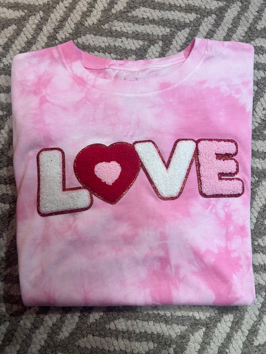 NEW LOVE patch- tie-dye Pink T-shirt (Best Seller)