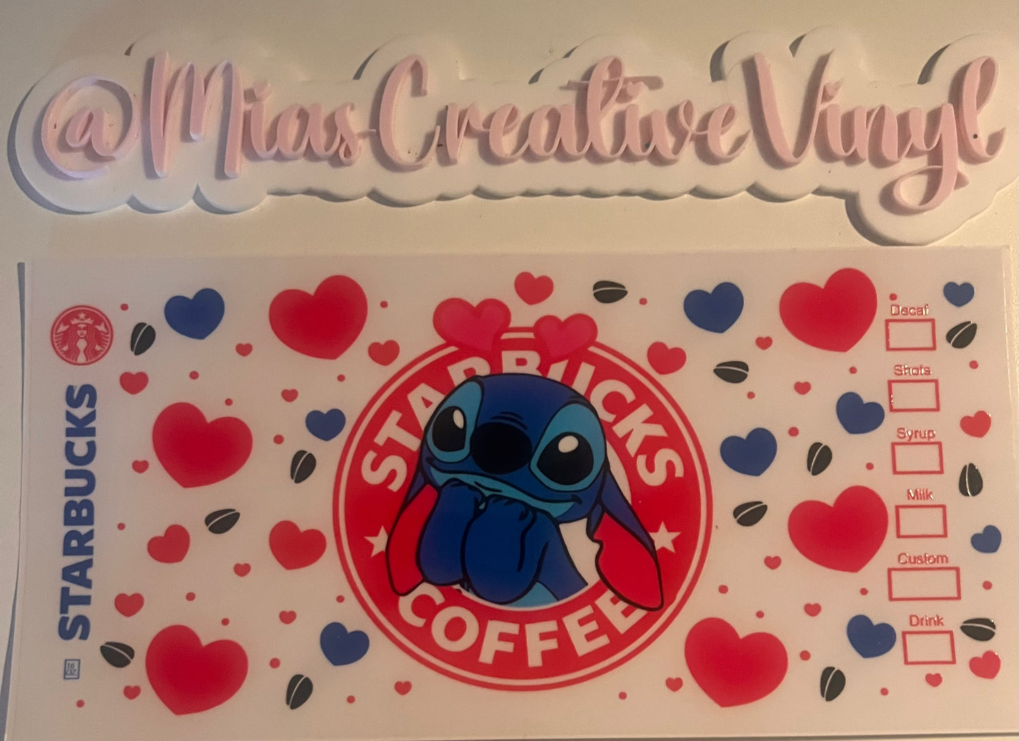 16 oz UVDTF Valentine stitch