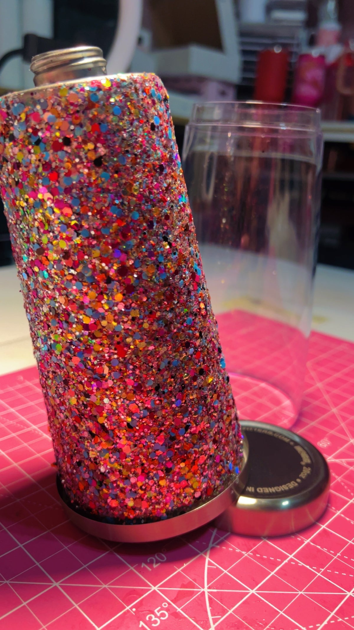 Interchangeable 20oz stainless steel & acrylic tumblers. Red, Pink, Blue glitter mix. 2 uvdtf included mystery