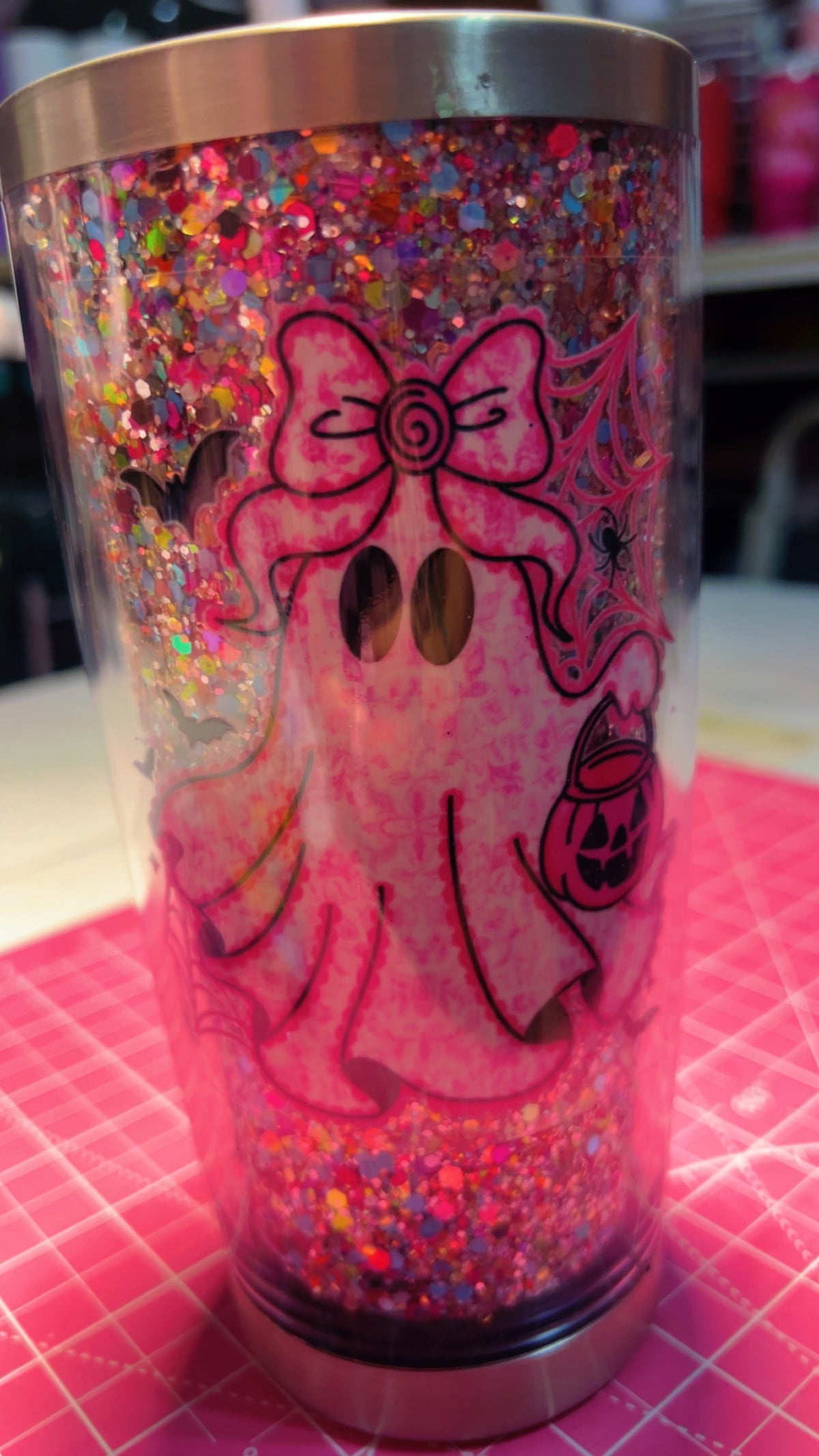 Interchangeable 20oz stainless steel & acrylic tumblers. Red, Pink, Blue glitter mix. 2 uvdtf included mystery