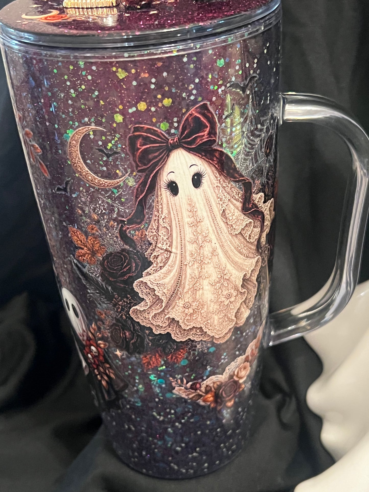 20oz acrylic dry glitter, Brown, gold and maroon glitter combo Ghost.