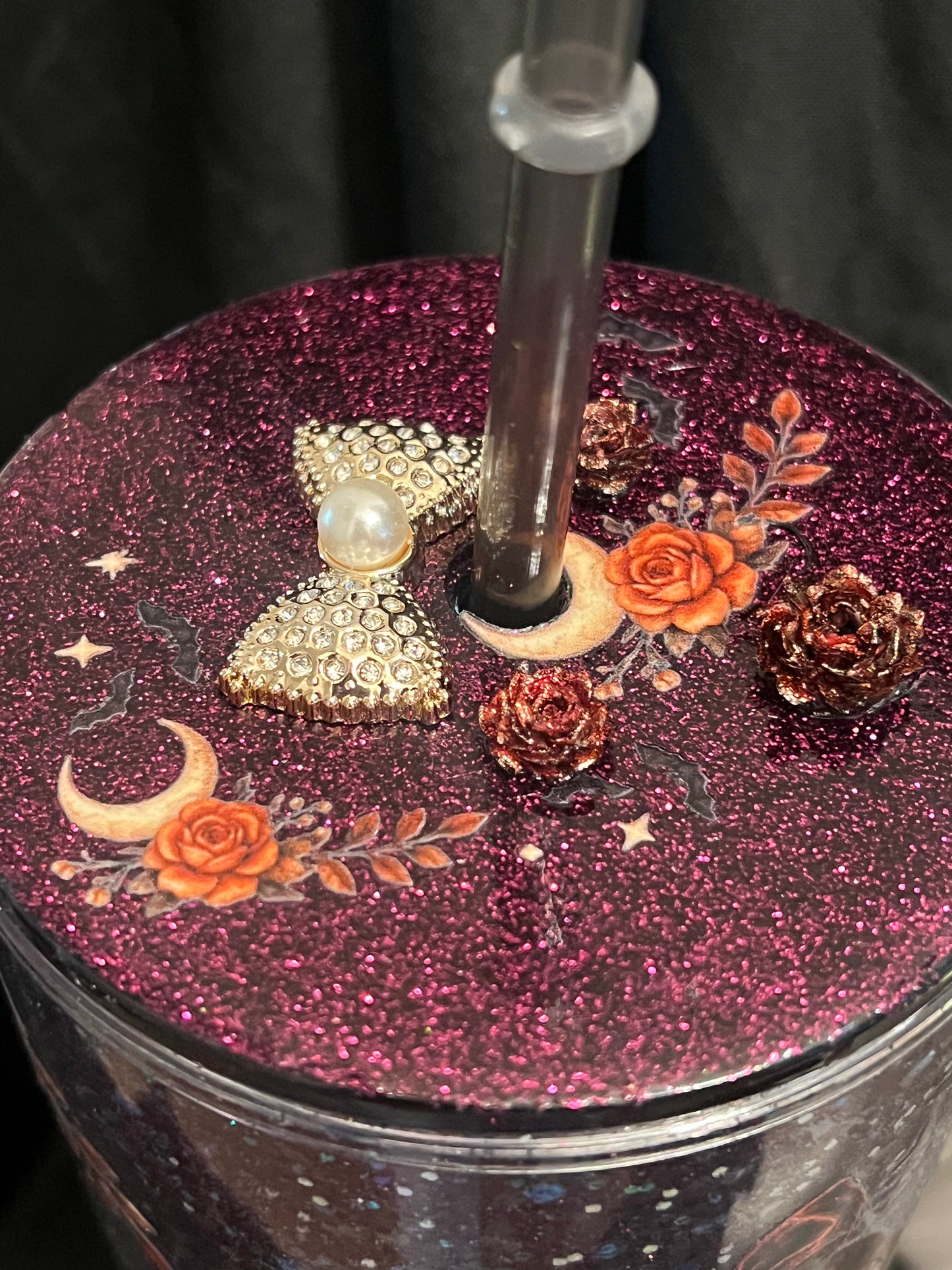 20oz acrylic dry glitter, Brown, gold and maroon glitter combo Ghost.