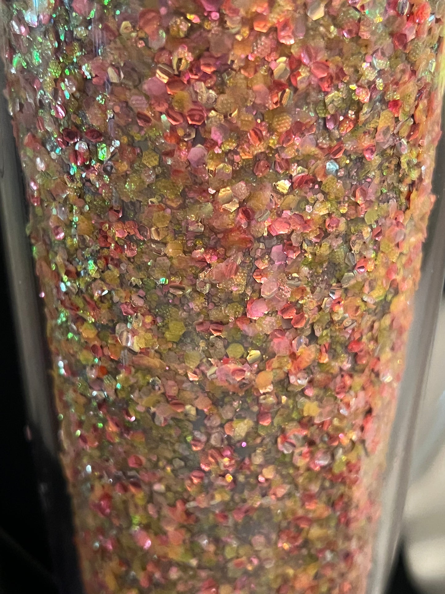 Interchangeable 20oz stainless steel & acrylic tumblers Gold Bubble, Orange and Pink glitter mix