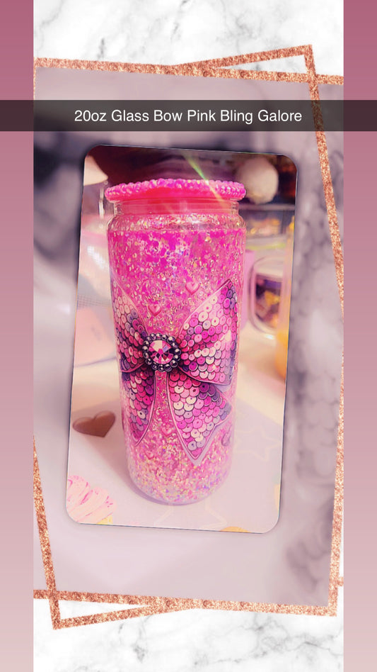 20oz Glass Bling Bow Galore Snow globe