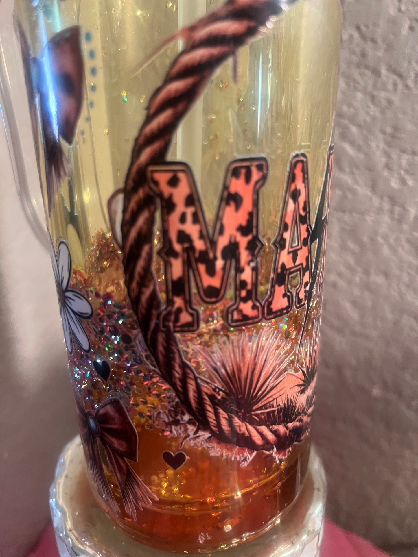 20oz Western Brown Glass Lava Snow globe