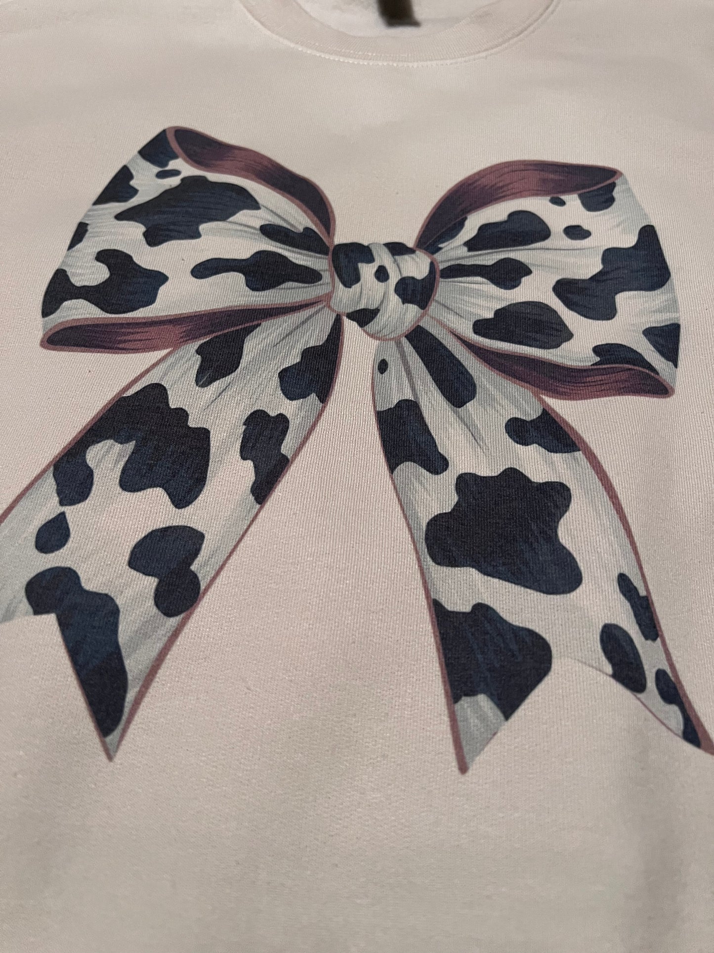 Cow print bow-Beige Sweatshirt NEW