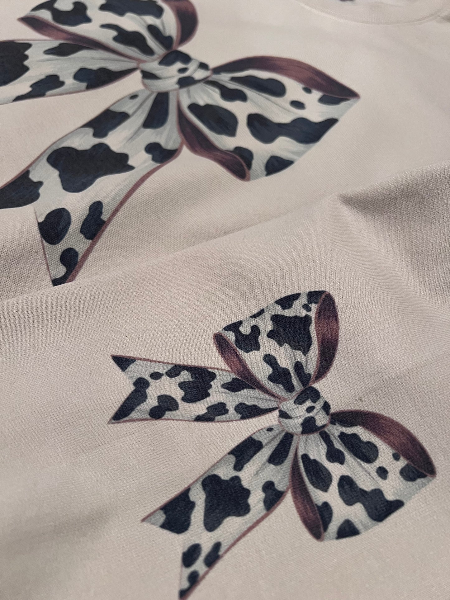 Cow print bow-Beige Sweatshirt NEW