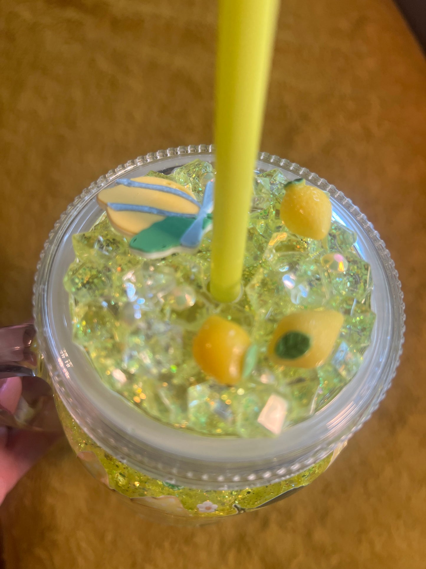 NEW 22oz Mason Lemon w Bows decorated lid