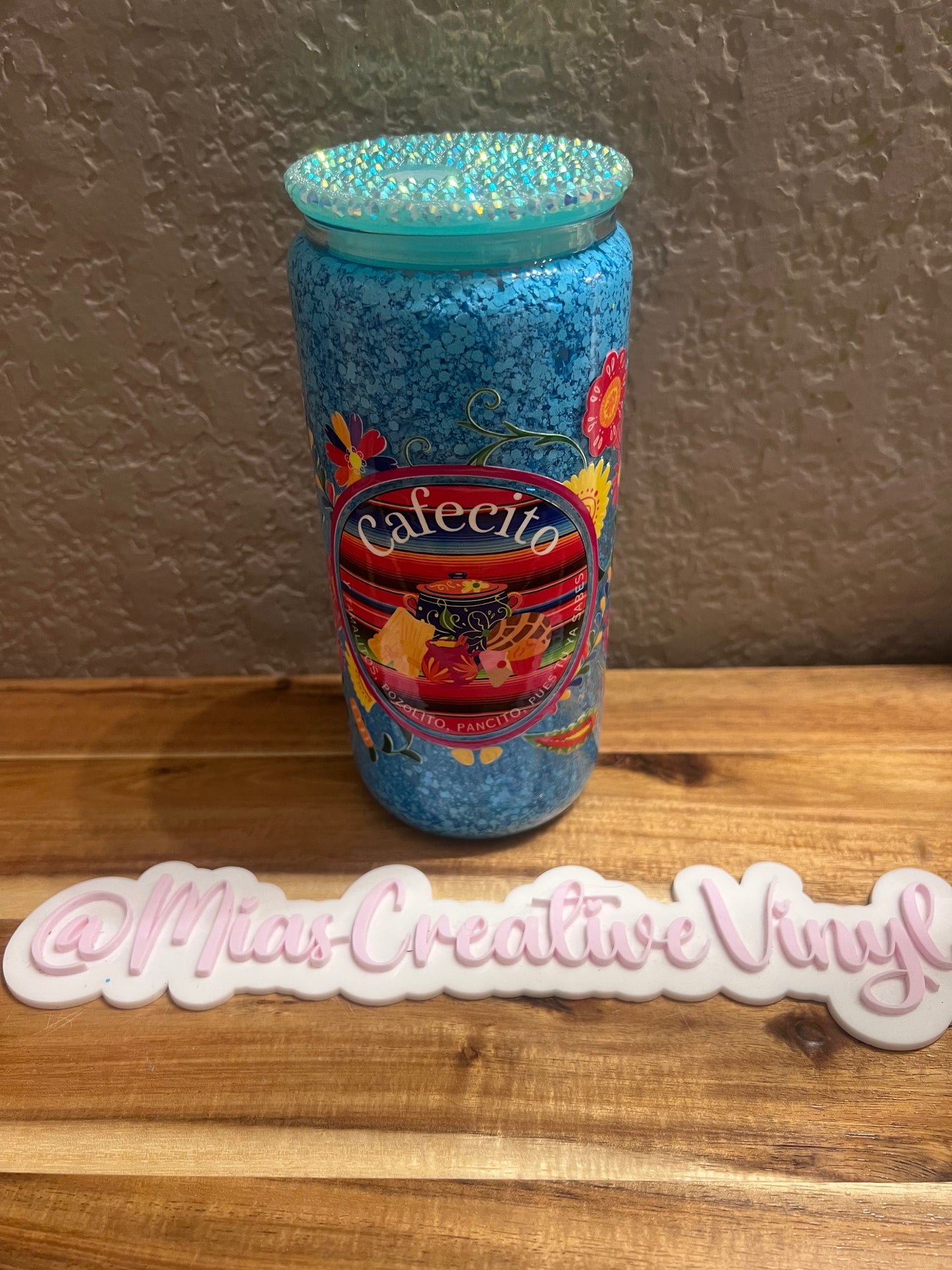 20oz Red/Blue Cafecito Glitter Glass Snow Globe