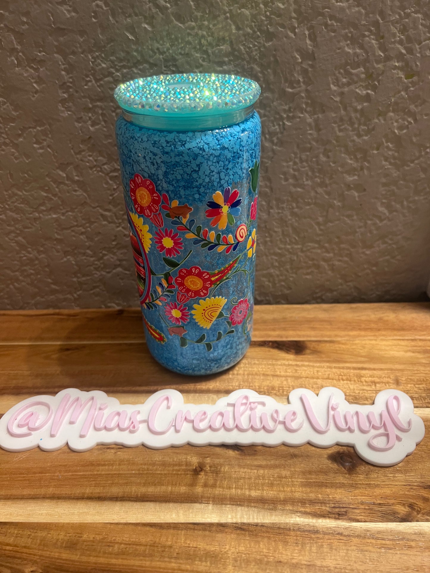 20oz Red/Blue Cafecito Glitter Glass Snow Globe