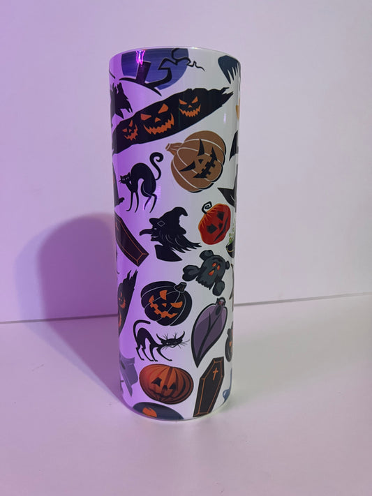 20 oz Tumbler "Halloween Spirt" with plastic lid and straw