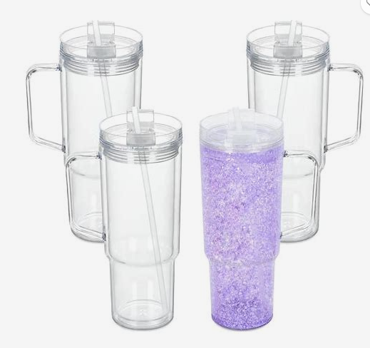 NEW 40oz Acrylic Double Wall Tumblers with handle