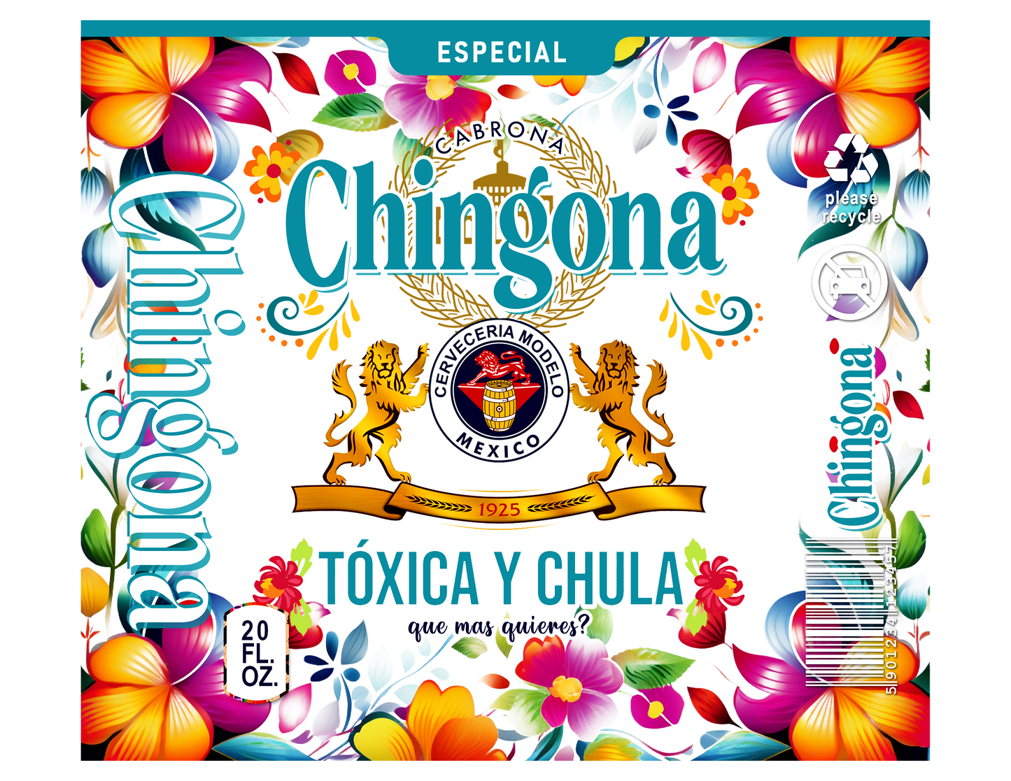 20 oz Tumbler Floral Chingonas Toxica Y Chula