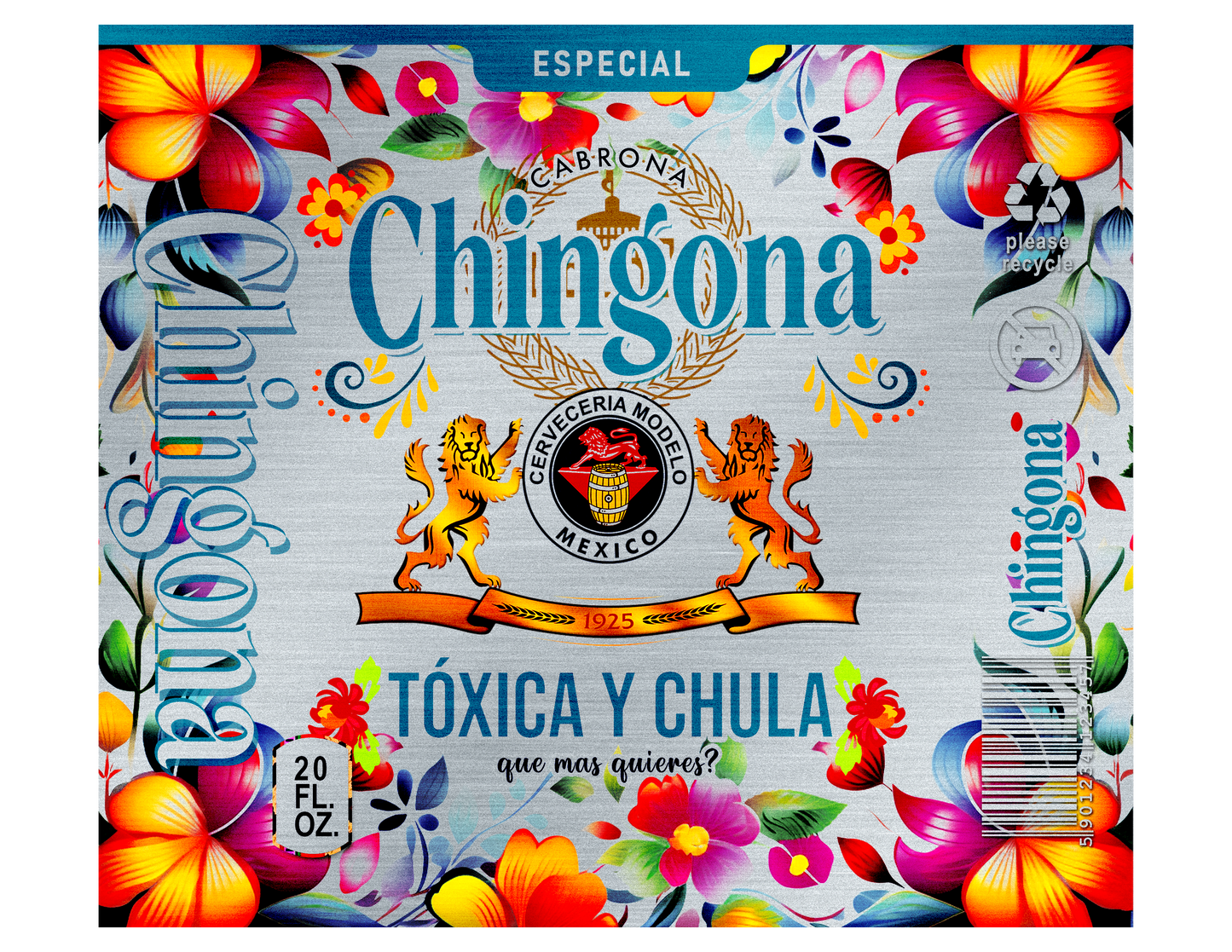 20 oz Tumbler Floral Chingonas Toxica Y Chula