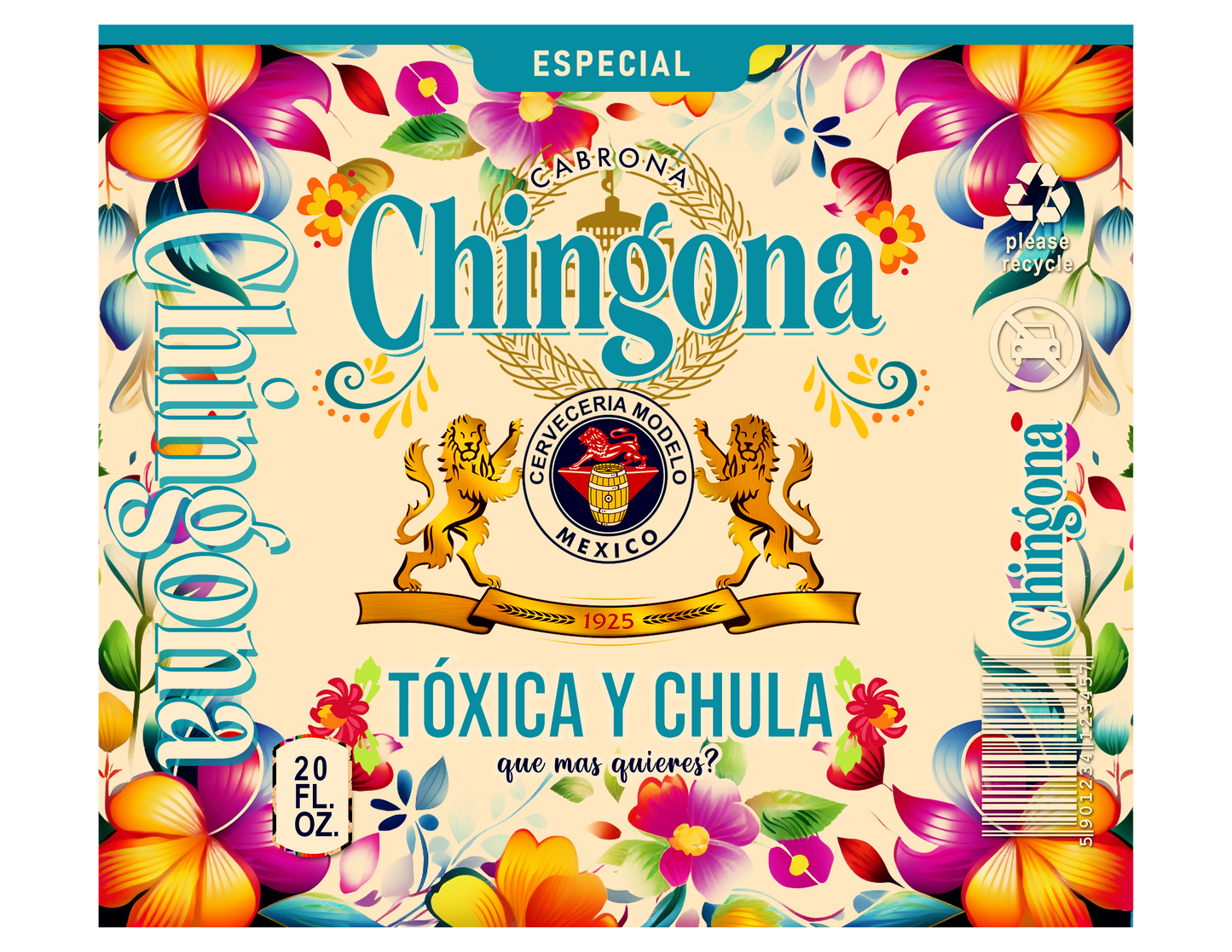 20 oz Tumbler Floral Chingonas Toxica Y Chula