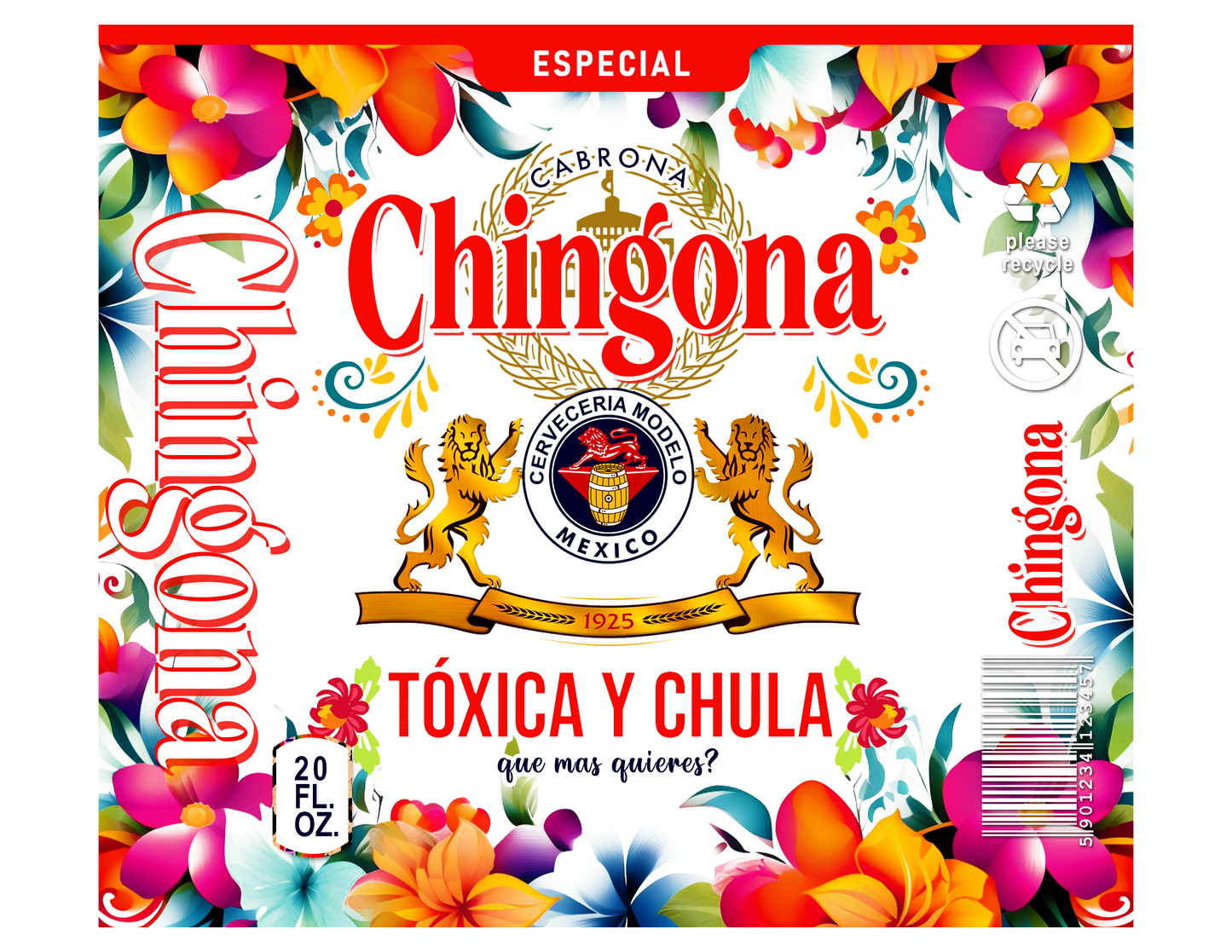 20 oz Tumbler Floral Chingonas Toxica Y Chula