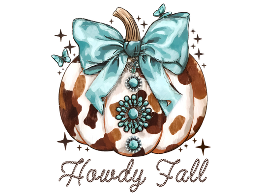 DTF Vinyl -Howdy Fall Pumpkin w bow