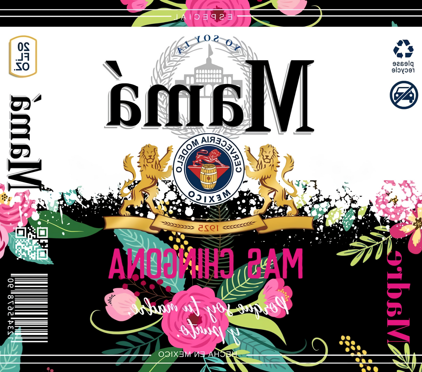 20 oz Tumbler MAMA Mas Chingona Floral